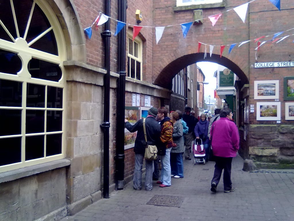 Can cause a bit of a people jam Gwendda the Witch Photographer in Church Street, Ludlow