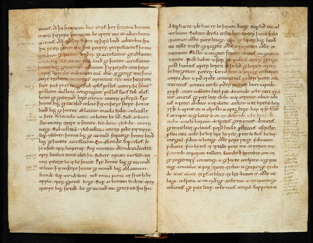 Stonehenge etymology - Stonehenge etymology A double page spread from Ælfric 's Grammar and Glossary, produced in Exeter in the late eleventh century