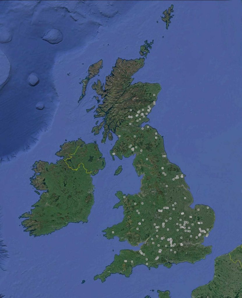 Distribution of cursus around Great Britain
