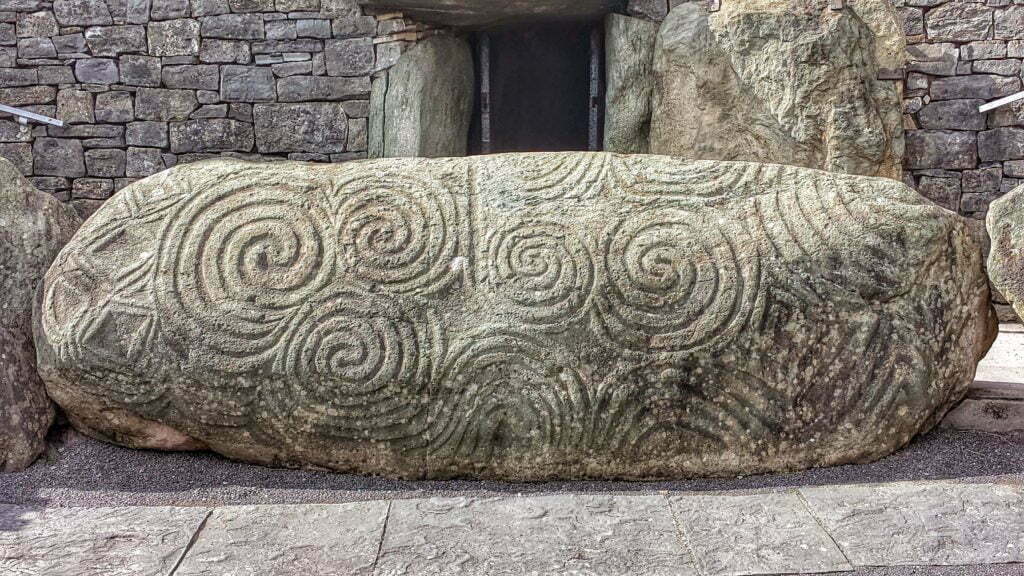 Newgrange entrance stone with megalithic art