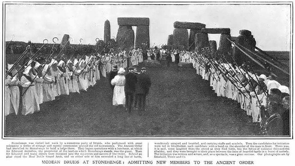 View of Stonehenge with druids