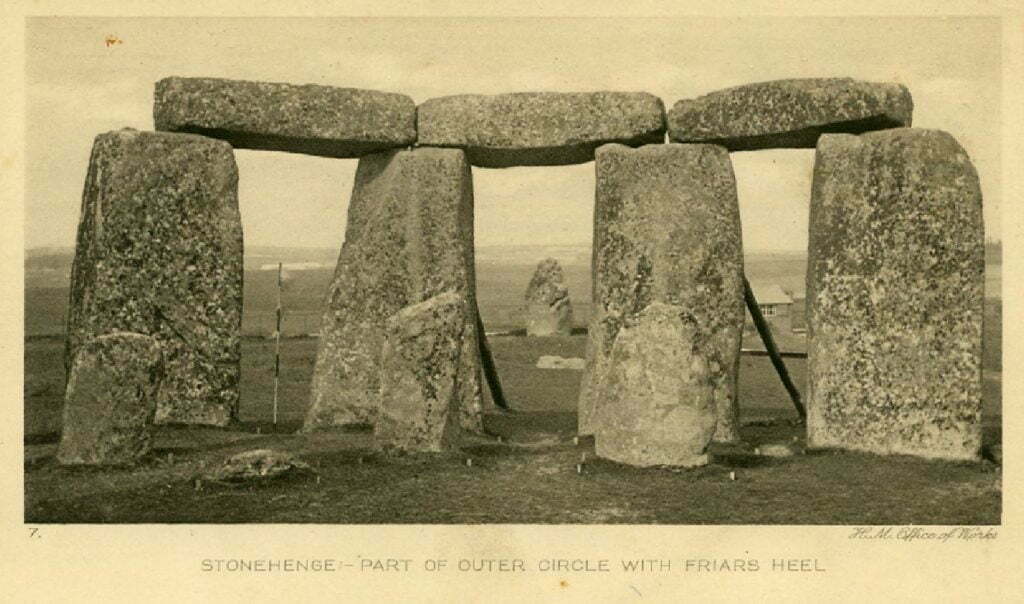 The septlithon looking toward the Heel Stone with the props behind.