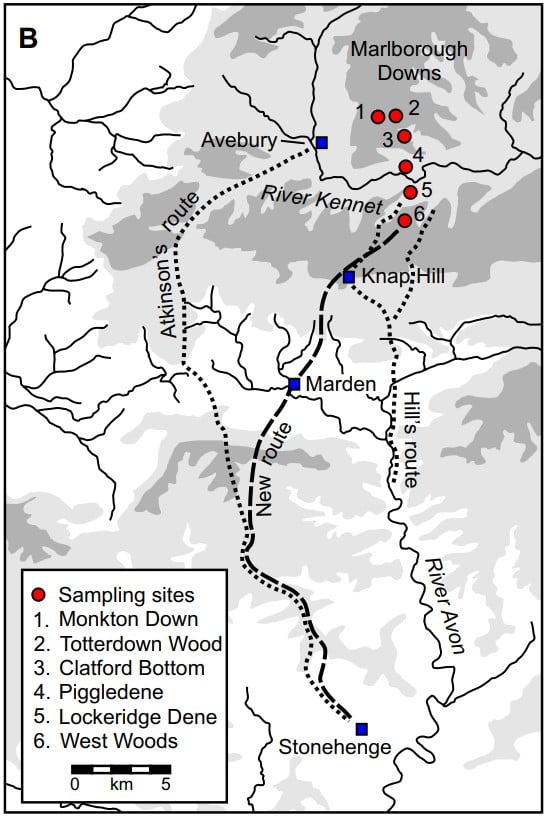 map of west woods the origin of the sarsens and routes to stonehenge