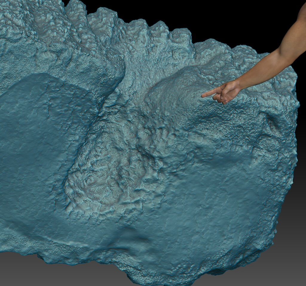 Stonehenge lintel 151 from Trilithon One model showing size of hole from underneath with no coloured skin