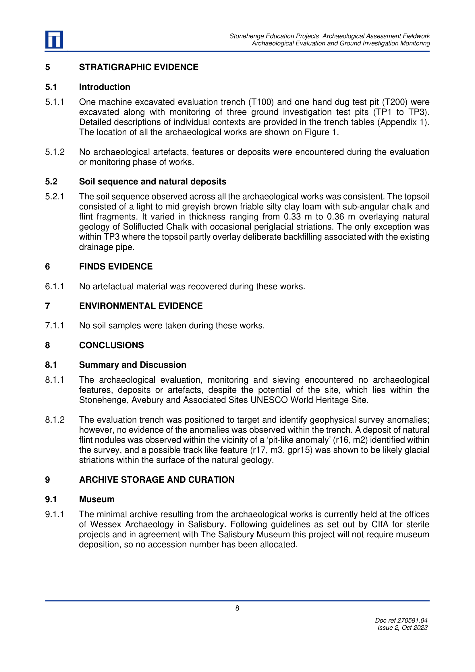 Page from the 2023 evaluation north of Airman's Corner