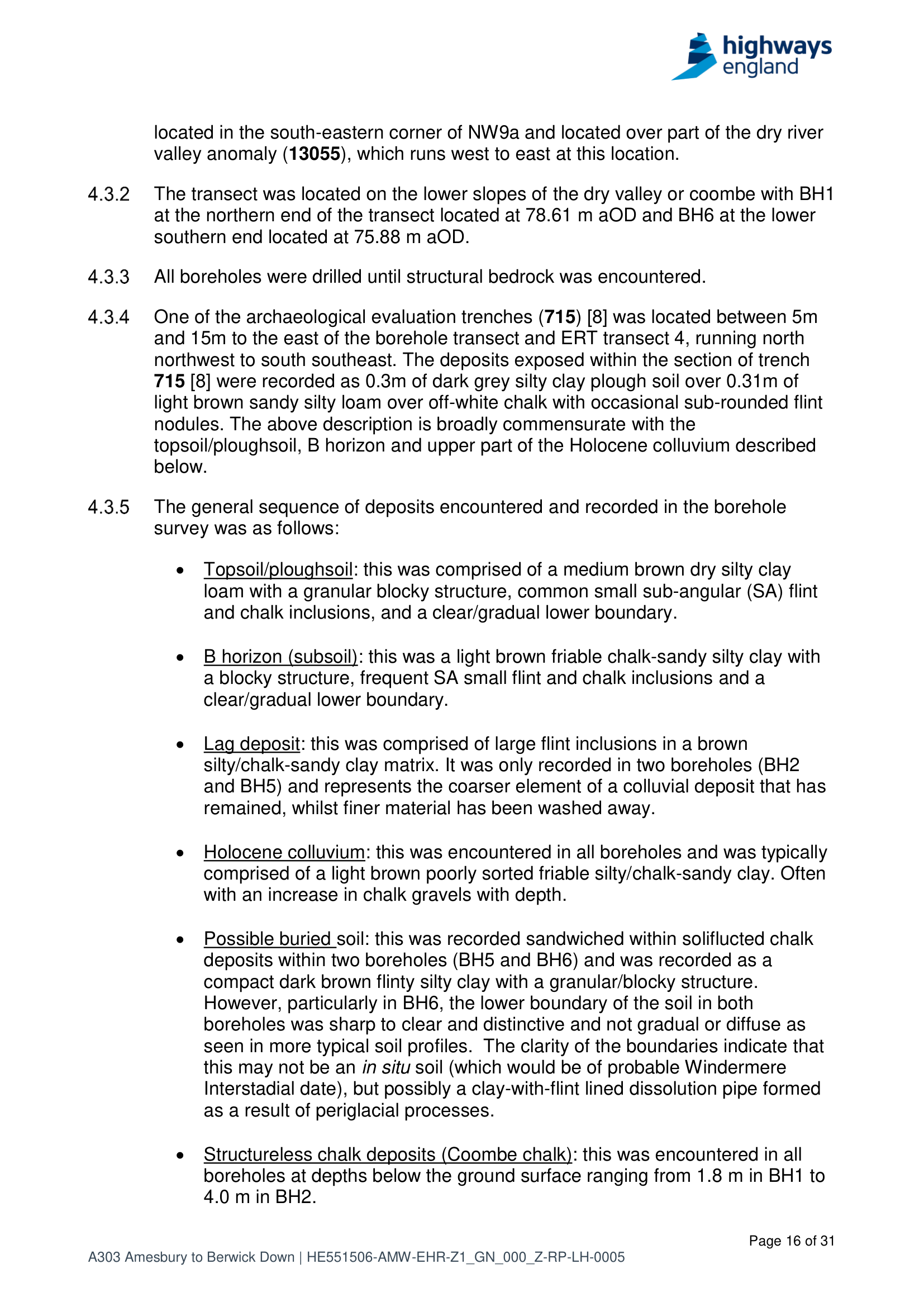Report page discussing the buried soil